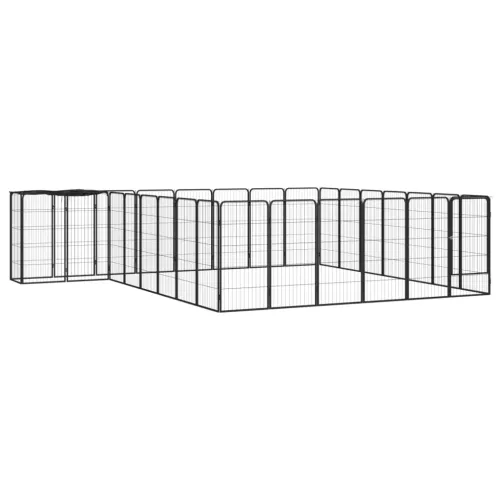 Ograda za pse s 30 panela crna 50 x 100 cm čelik obložen prahom - 400 x 350 x 100 cm Cijena