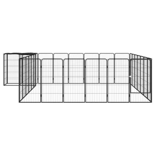 Ograda za pse s 30 panela crna 50 x 100 cm čelik obložen prahom - 400 x 350 x 100 cm Cijena