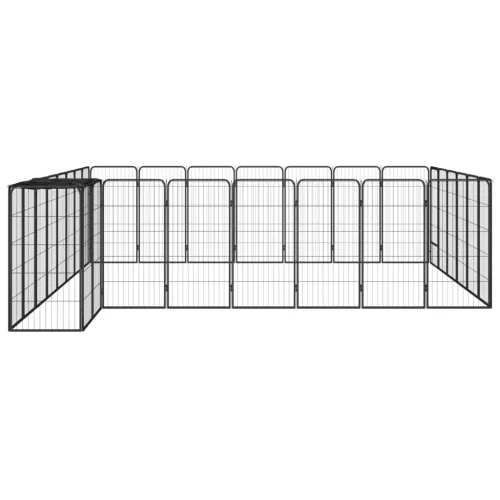 Ograda za pse s 30 panela crna 50 x 100 cm čelik obložen prahom - 400 x 350 x 100 cm Cijena