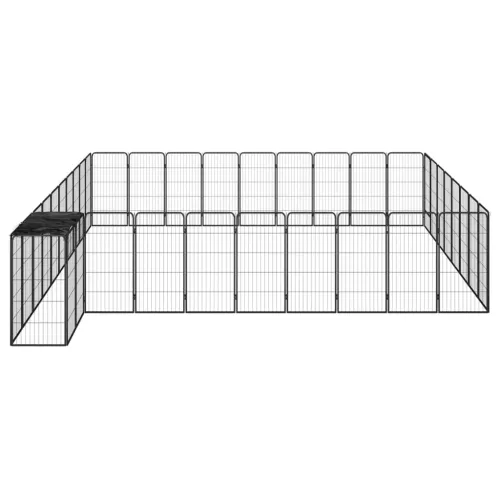 Ograda za pse s 38 panela crna 50 x 100 cm čelik obložen prahom - 500 x 450 x 100 cm Cijena