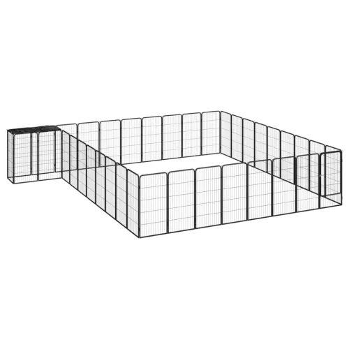 Ograda za pse s 38 panela crna 50 x 100 cm čelik obložen prahom - 500 x 450 x 100 cm Cijena