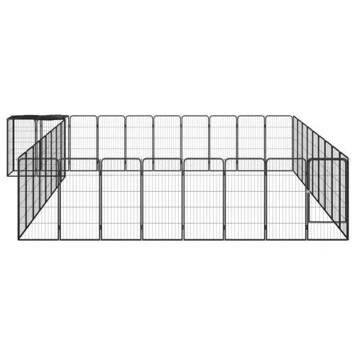 Ograda za pse s 38 panela crna 50 x 100 cm čelik obložen prahom - 500 x 450 x 100 cm Cijena