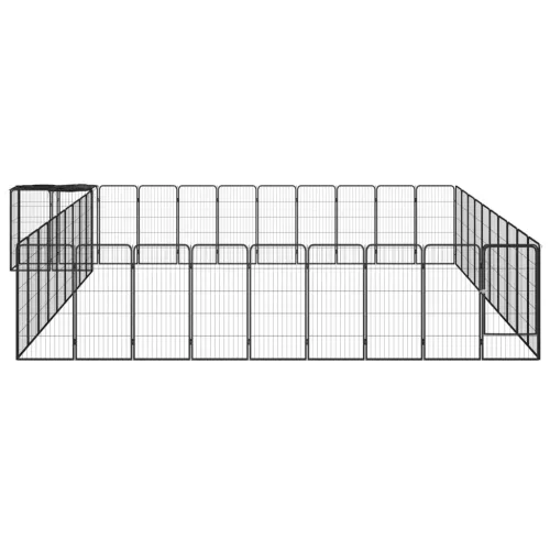 Ograda za pse s 42 panela crna 50 x 100 cm čelik obložen prahom - 550 x 500 x 100 cm Cijena