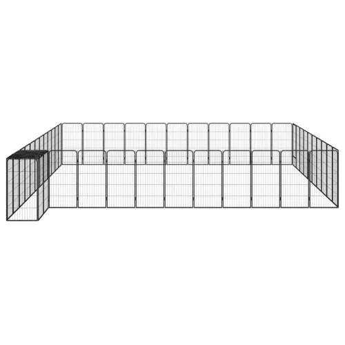 Ograda za pse s 46 panela crna 50 x 100 cm čelik obložen prahom - 600 x 550 x 100 cm Cijena