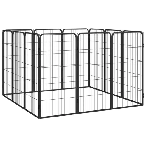 Ograda za pse s 12 panela crna 50 x 100 cm čelik obložen prahom - 200 x 100 x 100 cm Cijena
