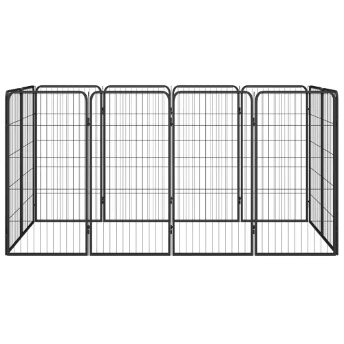 Ograda za pse s 12 panela crna 50 x 100 cm čelik obložen prahom - 200 x 100 x 100 cm Cijena