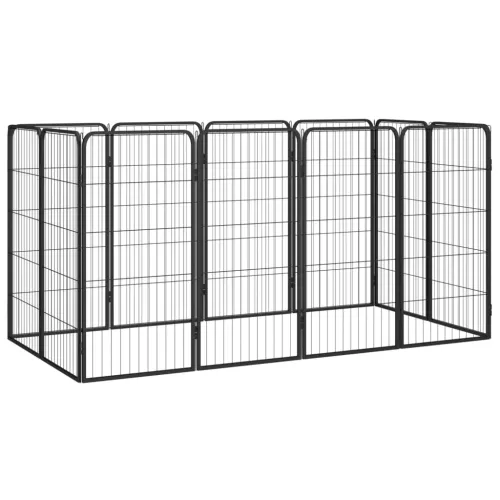 Ograda za pse s 12 panela crna 50 x 100 cm čelik obložen prahom - 200 x 100 x 100 cm Cijena
