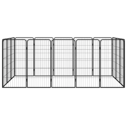 Ograda za pse s 16 panela crna 50 x 100 cm čelik obložen prahom - 250 x 150 x 100 cm Cijena