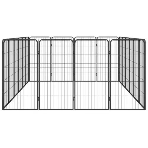 Ograda za pse s 20 panela crna 50 x 100 cm čelik obložen prahom - 300 x 200 x 100 cm Cijena
