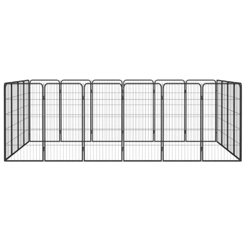 Ograda za pse s 20 panela crna 50 x 100 cm čelik obložen prahom - 300 x 200 x 100 cm Cijena