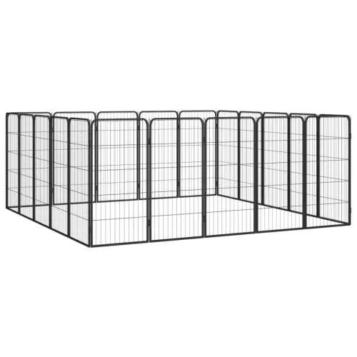 Ograda za pse s 20 panela crna 50 x 100 cm čelik obložen prahom - 300 x 200 x 100 cm Cijena
