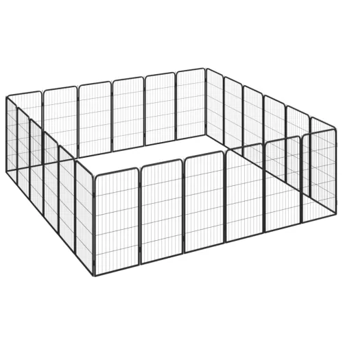 Ograda za pse s 24 panela crna 50 x 100 cm čelik obložen prahom - 350 x 250 x 100 cm Cijena