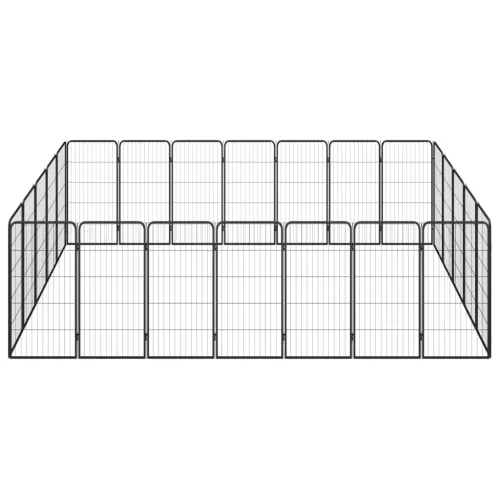 Ograda za pse s 24 panela crna 50 x 100 cm čelik obložen prahom - 350 x 250 x 100 cm Cijena