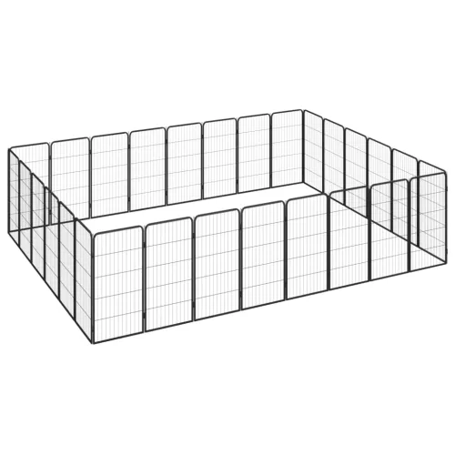 Ograda za pse s 28 panela crna 50 x 100 cm čelik obložen prahom - 400 x 300 x 100 cm Cijena