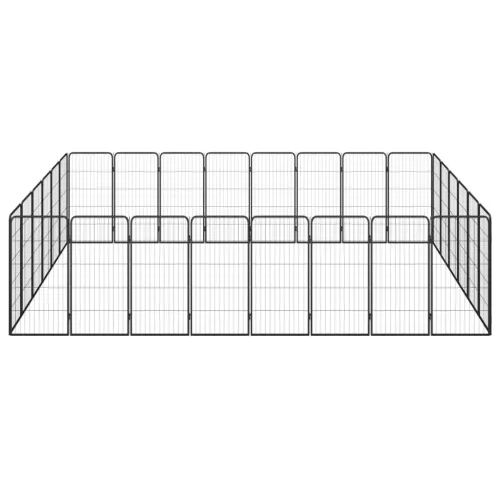Ograda za pse s 28 panela crna 50 x 100 cm čelik obložen prahom - 400 x 300 x 100 cm Cijena