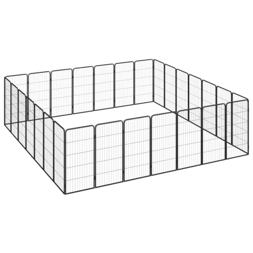 Ograda za pse s 28 panela crna 50 x 100 cm čelik obložen prahom - 400 x 300 x 100 cm Cijena