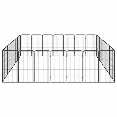 Ograda za pse s 32 panela crna 50 x 100 cm čelik obložen prahom - 450 x 350 x 100 cm Cijena