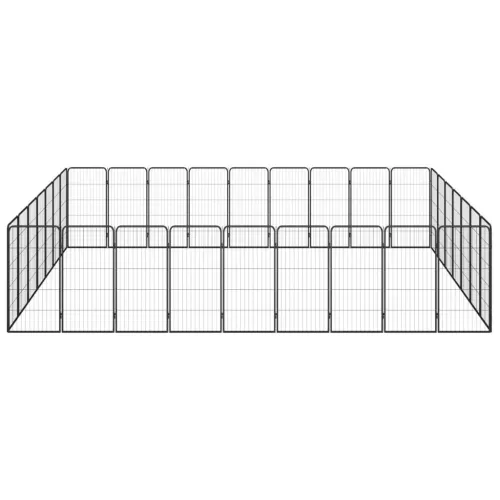Ograda za pse s 32 panela crna 50 x 100 cm čelik obložen prahom - 450 x 350 x 100 cm Cijena