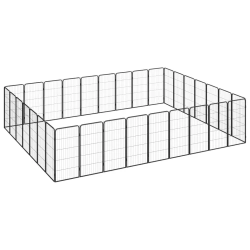 Ograda za pse s 32 panela crna 50 x 100 cm čelik obložen prahom - 450 x 350 x 100 cm Cijena