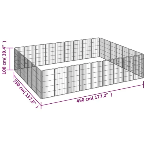 Ograda za pse s 32 panela crna 50 x 100 cm čelik obložen prahom - 450 x 350 x 100 cm Cijena