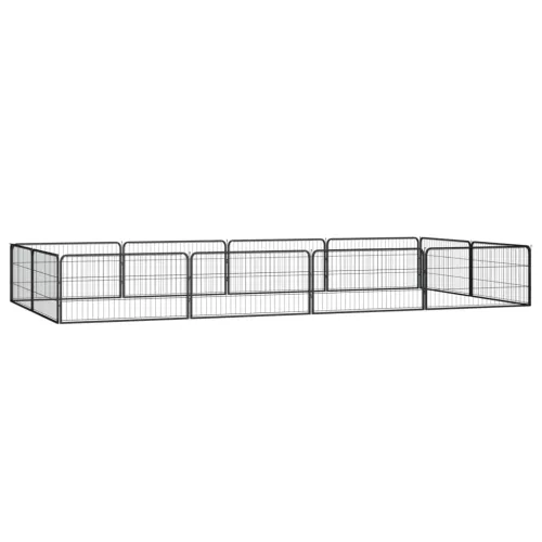 Ograda za pse s 12 panela crna 100 x 50 cm čelik obložen prahom - 400 x 200 x 50 cm Cijena