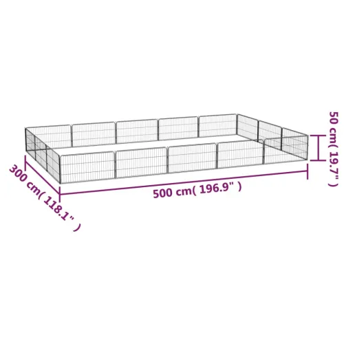 Ograda za pse s 16 panela crna 100 x 50 cm čelik obložen prahom - 500 x 300 x 50 cm Cijena