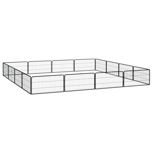 Ograda za pse s 16 panela crna 100 x 50 cm čelik obložen prahom - 500 x 300 x 50 cm Cijena