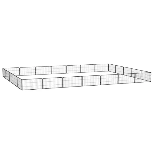 Ograda za pse s 24 panela crna 100 x 50 cm čelik obložen prahom - 700 x 500 x 50 cm Cijena