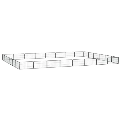 Ograda za pse s 28 panela crna 100 x 50 cm čelik obložen prahom - 800 x 600 x 50 cm Cijena