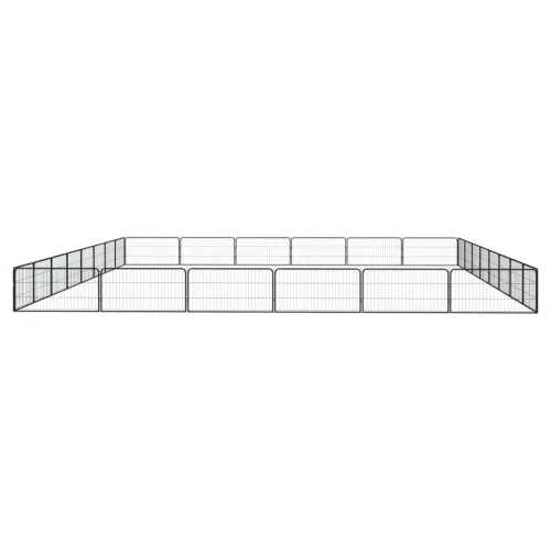 Ograda za pse s 28 panela crna 100 x 50 cm čelik obložen prahom - 800 x 600 x 50 cm Cijena