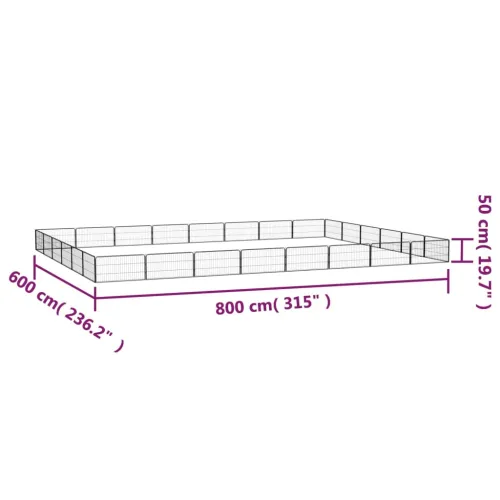 Ograda za pse s 28 panela crna 100 x 50 cm čelik obložen prahom - 800 x 600 x 50 cm Cijena