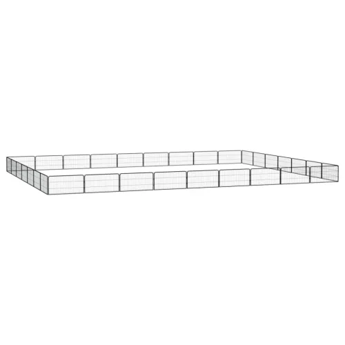 Ograda za pse s 32 panela crna 100 x 50 cm čelik obložen prahom - 900 x 700 x 50 cm Cijena