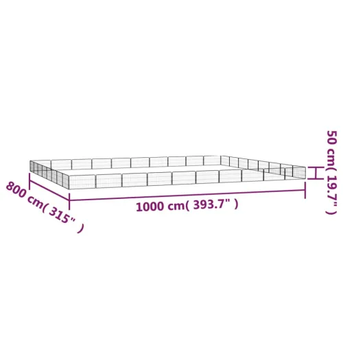Ograda za pse s 36 panela crna 100 x 50 cm čelik obložen prahom - 1000 x 800 x 50 cm Cijena