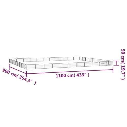 Ograda za pse s 40 panela crna 100 x 50 cm čelik obložen prahom - 1100 x 900 x 50 cm Cijena