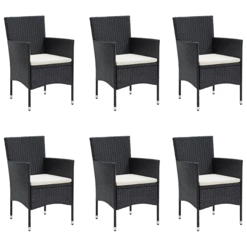 Vrtna garnitura - 7-dijelni vrtni blagovaonski set s jastucima crni - Crna Dužina stola 160 cm 6 Cijena