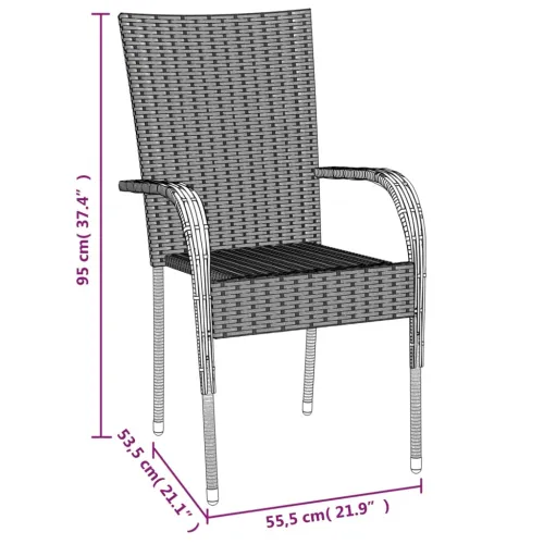 Vrtna garnitura - 7-dijelni vrtni blagovaonski set od poliratana crni - Crna Dužina stola 160 cm 6 Cijena
