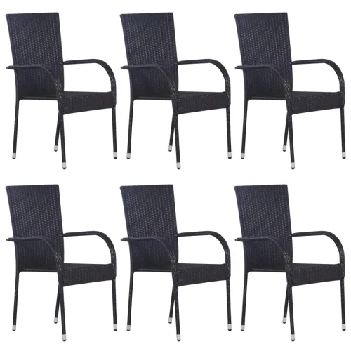 Vrtna garnitura - 7-dijelni vrtni blagovaonski set od poliratana crni - Crna Dužina stola 160 cm 6 Cijena