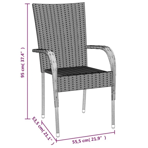 Vrtna garnitura - 5-dijelni vrtni blagovaonski set od poliratana sivi - Siva i crna Dužina stola 160 cm 4 Cijena