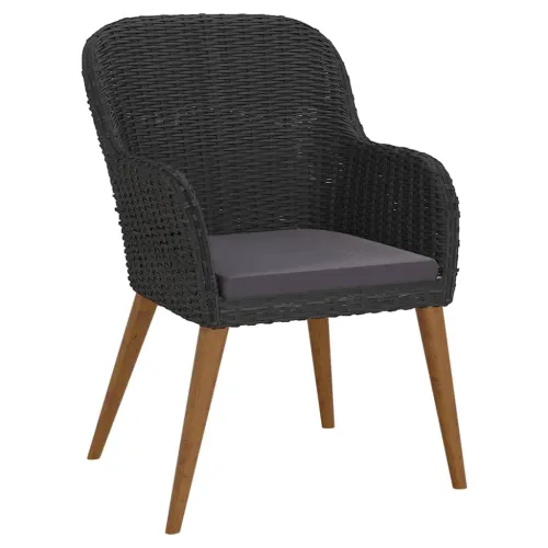 Vrtna garnitura - 7-dijelni vrtni blagovaonski set s jastucima crni - Crna Dužina stola 160 cm 6 Cijena