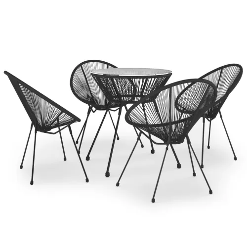 5-dijelni vanjski blagovaonski set od PVC ratana crni - 4 Cijena
