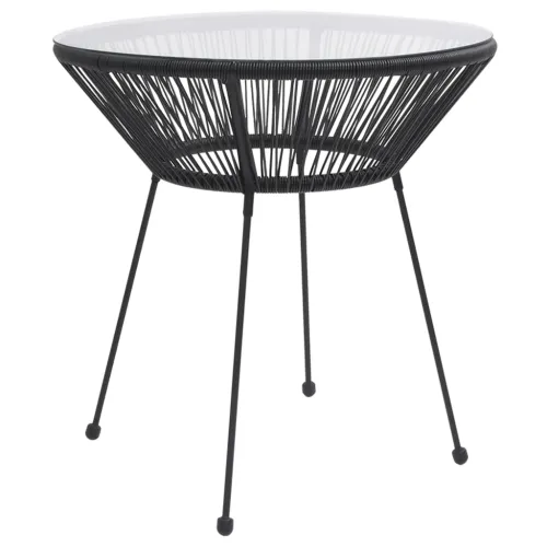 5-dijelni vanjski blagovaonski set od PVC ratana crni - 4 Cijena