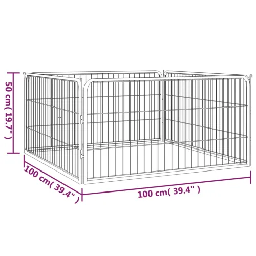Ograda za pse s 4 panela crna 100 x 50 cm čelik obložen prahom - 100 x 100 x 50 cm Cijena