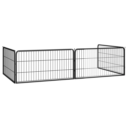 Ograda za pse s 4 panela crna 100 x 50 cm čelik obložen prahom - 100 x 100 x 50 cm Cijena