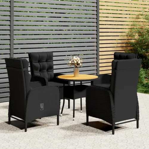 5-dijelni vrtni bistro set od poliratana crni - Crna i smeđa Ø 80 cm table 4 Cijena