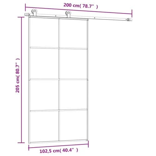 Klizna vrata s priborom 102,5x205 cm od stakla ESG i aluminija - 102.5 x 205 cm Mreže 4 x 2 Cijena