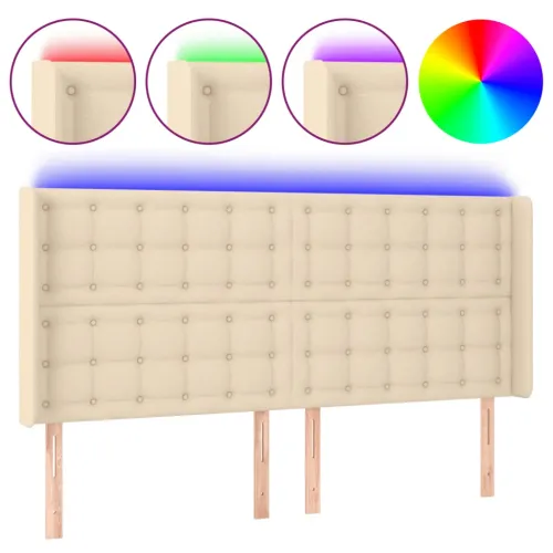 LED uzglavlje krem 183 x 16 x 118/128 cm od tkanine - Krema 183 x 16 x 118/128 cm Cijena