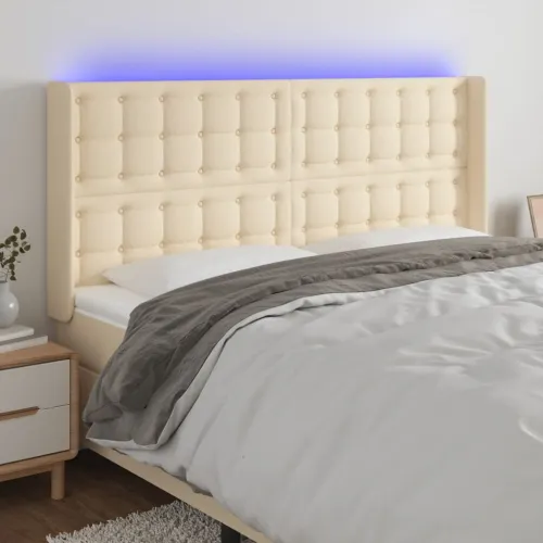 LED uzglavlje krem 183 x 16 x 118/128 cm od tkanine - Krema 183 x 16 x 118/128 cm Cijena