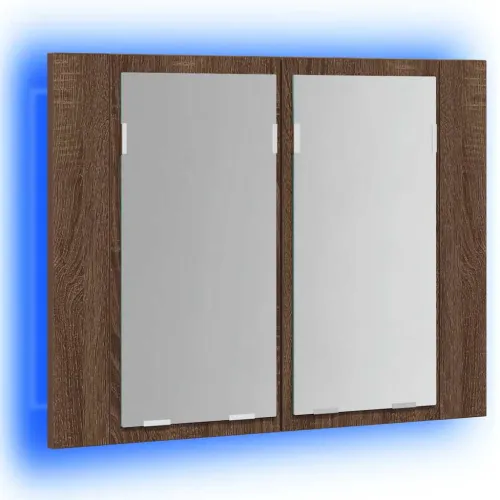 LED ormarić s ogledalom smeđa boja hrasta 60x12x45 cm drveni - Smeđi hrast 1 Cijena