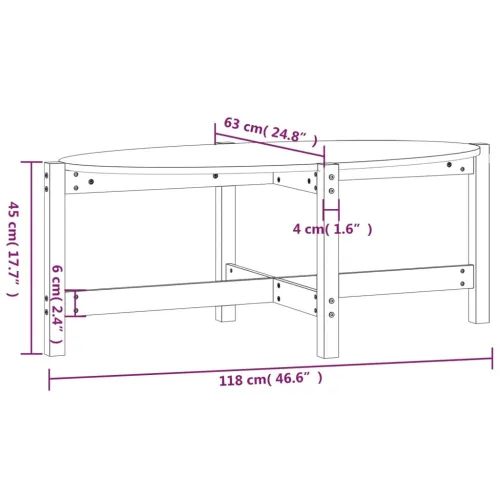 Stolić za kavu sivi 118 x 63 x 45 cm od masivne borovine - Siva 118 x 63 x 45 cm 1 Cijena