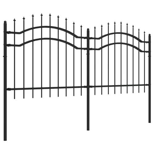 Vrtna ograda Woerden s vrhom koplja crna 240x100 cm čelična - 140 cm Crna Cijena